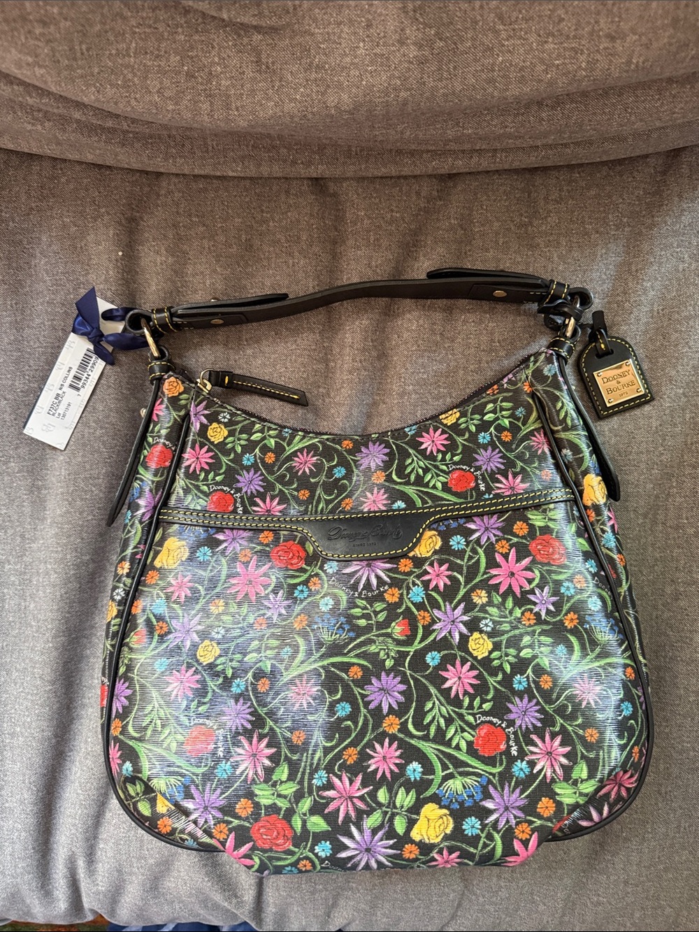 Dooney & Bourke NWT Black Floral Print Shoulder Bag